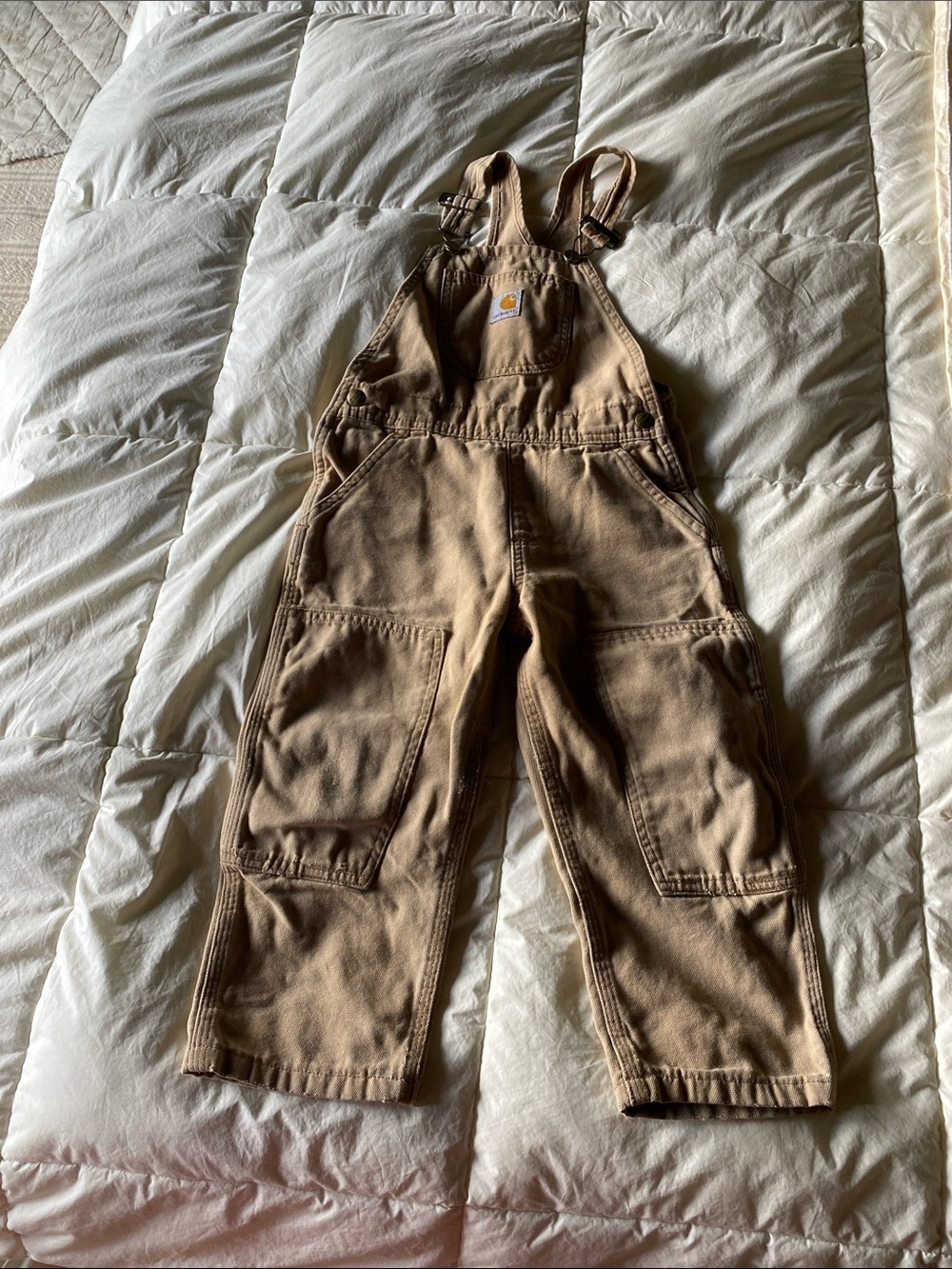 VTG Y2K CARHARTT DOUBLE KNEE OVERALLS BROWN 4T
